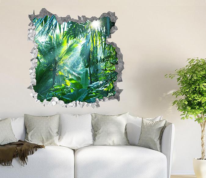 3D Tropical Rainforest 205 Broken Wall Murals Wallpaper AJ Wallpaper 