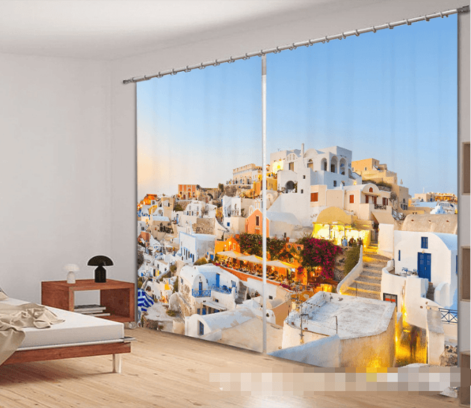 3D Santorini Island 1107 Curtains Drapes Wallpaper AJ Wallpaper 