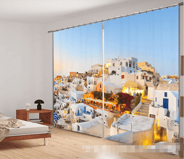 3D Santorini Island 1107 Curtains Drapes Wallpaper AJ Wallpaper 