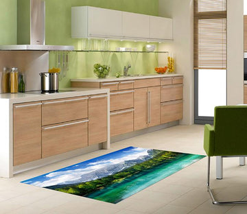 3D Mountain Forest Lake Kitchen Mat Floor Mural Wallpaper AJ Wallpaper 