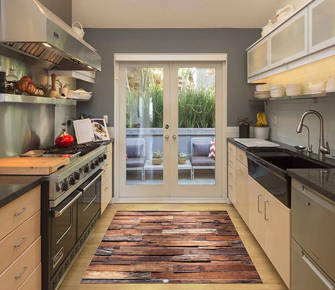 3D Uneven Wooden Boards Kitchen Mat Floor Mural Wallpaper AJ Wallpaper 