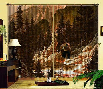 3D Mountain Bear 700 Curtains Drapes Wallpaper AJ Wallpaper 