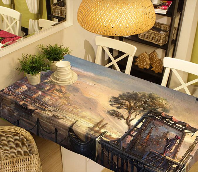 3D Oil Painting Town 511 Tablecloths Wallpaper AJ Wallpaper 