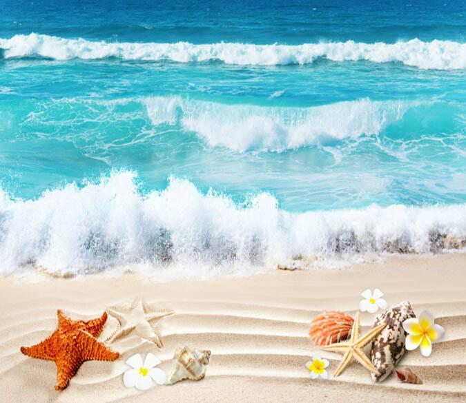 3D Beach Rolling Waves Floor Mural Wallpaper AJ Wallpaper 2 