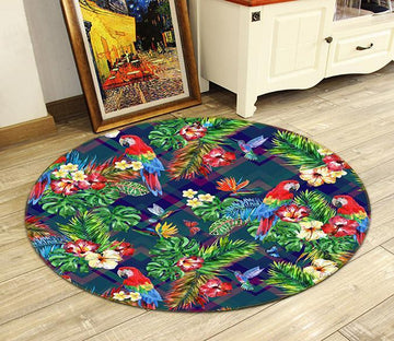 3D Flowers Birds Pattern 80 Round Non Slip Rug Mat Mat AJ Creativity Home 