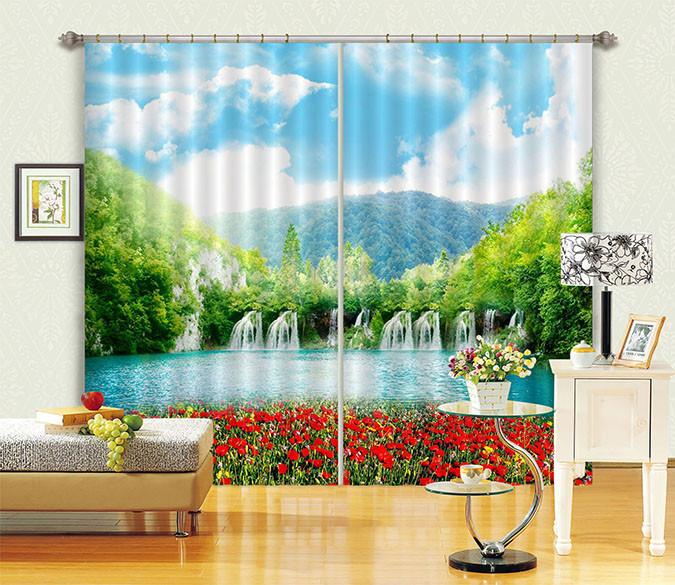 3D Lake Landscape 37 Curtains Drapes Wallpaper AJ Wallpaper 