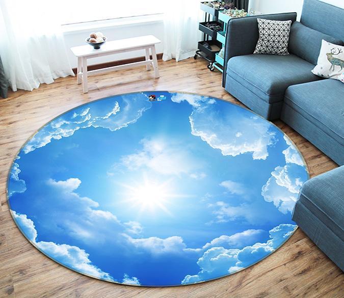 3D Deep Sky Sun 28 Round Non Slip Rug Mat Mat AJ Creativity Home 