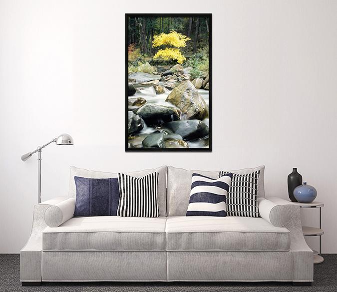 3D Stone River 009 Fake Framed Print Painting Wallpaper AJ Creativity Home 