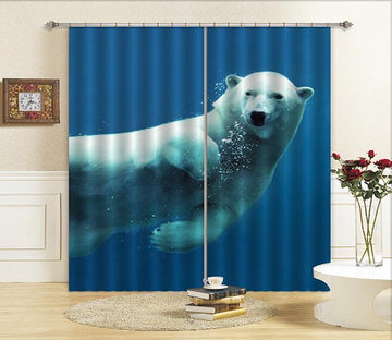 3D Lovely Swimming Polar Bear 610 Curtains Drapes Wallpaper AJ Wallpaper 