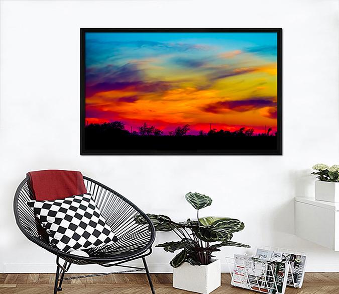 3D Sunset Mountain 027 Fake Framed Print Painting Wallpaper AJ Creativity Home 