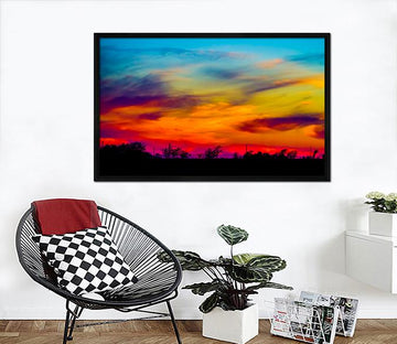 3D Sunset Mountain 027 Fake Framed Print Painting Wallpaper AJ Creativity Home 