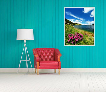 3D Lakeside Flowers 130 Fake Framed Print Painting Wallpaper AJ Creativity Home 