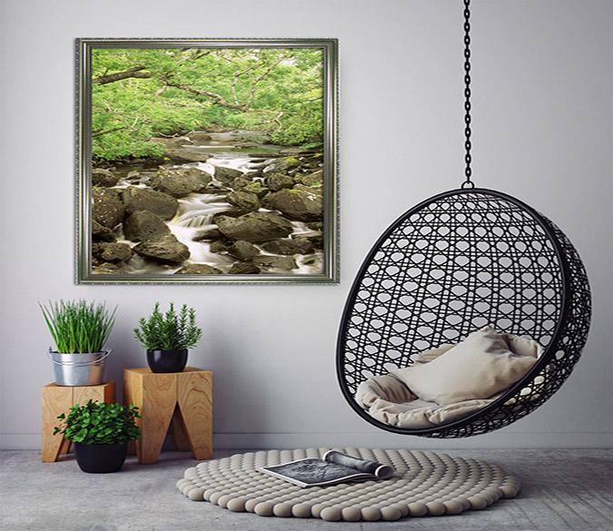 3D Stone River 064 Fake Framed Print Painting Wallpaper AJ Creativity Home 