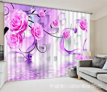 3D Flowers And Silk 1036 Curtains Drapes Wallpaper AJ Wallpaper 