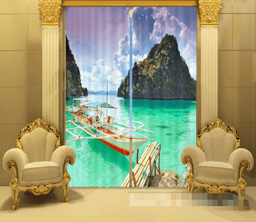 3D Sea Sightseeing Boat 1177 Curtains Drapes Wallpaper AJ Wallpaper 