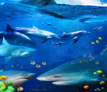 3D Sea Fish Group Floor Mural Wallpaper AJ Wallpaper 2 