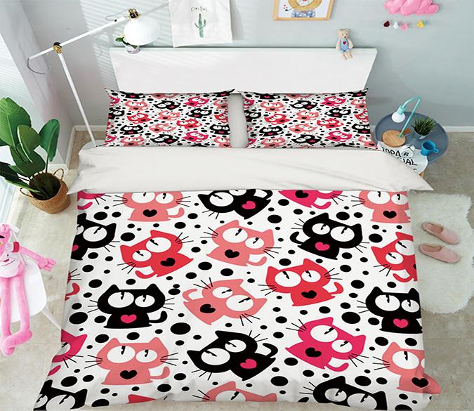 3D Cats Dots Pattern 324 Bed Pillowcases Quilt Wallpaper AJ Wallpaper 