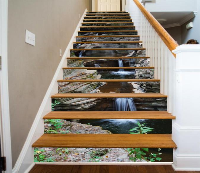 3D Rock Formation River 93 Stair Risers Wallpaper AJ Wallpaper 