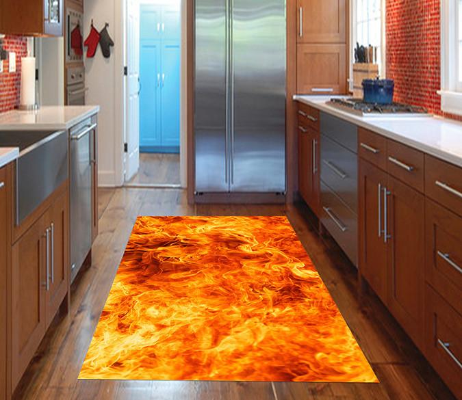 3D Burning Flame Kitchen Mat Floor Mural Wallpaper AJ Wallpaper 