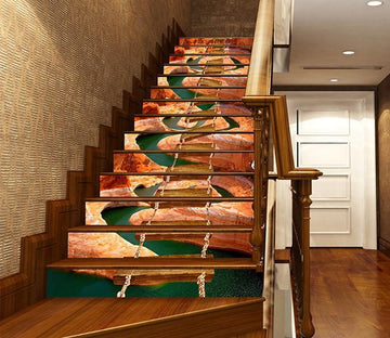 3D Meandering River Drawbridge 1485 Stair Risers Wallpaper AJ Wallpaper 