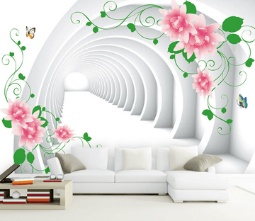Pink Flowers And Arches Wallpaper AJ Wallpaper 
