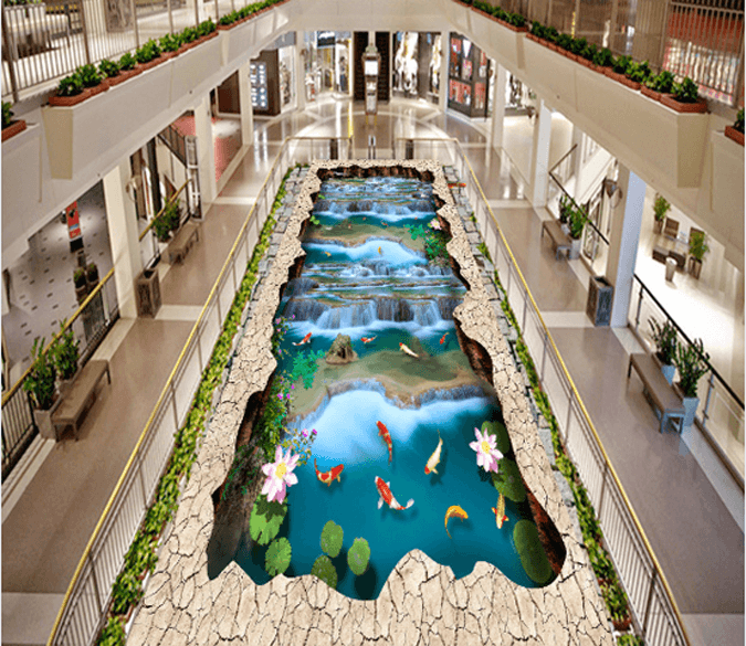 3D Water Curtains Floor Mural Wallpaper AJ Wallpaper 2 