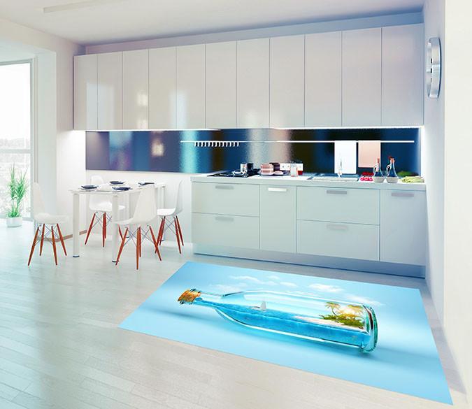 3D Bottle Sea Scenery 100 Kitchen Mat Floor Mural Wallpaper AJ Wallpaper 