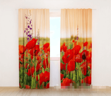 3D Red Flowers 1193 Curtains Drapes Wallpaper AJ Wallpaper 