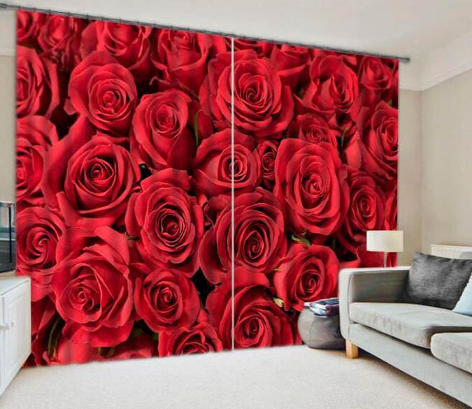 3D Pretty Red Roses 913 Curtains Drapes Wallpaper AJ Wallpaper 