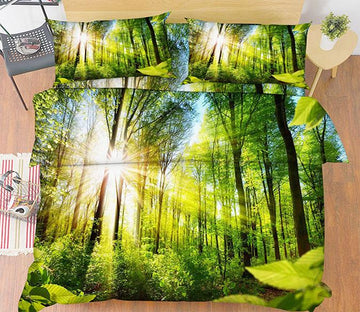3D Green Forest Sunshine 35 Bed Pillowcases Quilt Wallpaper AJ Wallpaper 