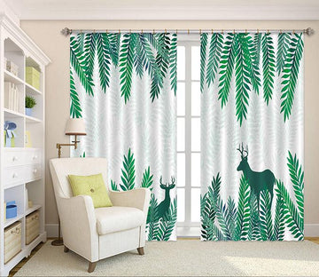 3D Plants Deer 2436 Curtains Drapes Wallpaper AJ Wallpaper 