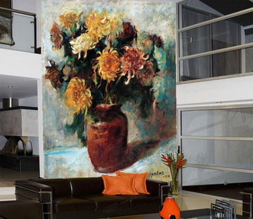Chrysanthemums Vase Painting Wallpaper AJ Wallpaper 2 