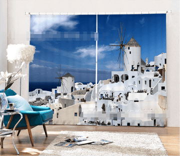 3D Pretty Santorini Island 2055 Curtains Drapes Wallpaper AJ Wallpaper 