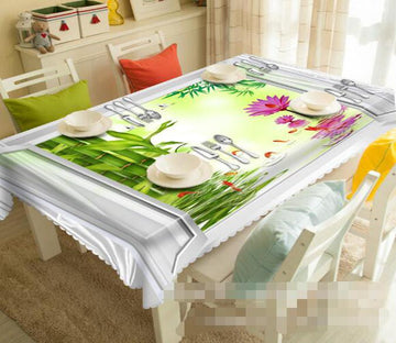 3D Bamboos Flowers Fishes 1209 Tablecloths Wallpaper AJ Wallpaper 