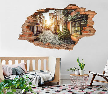 3D Pretty City Alley 223 Broken Wall Murals Wallpaper AJ Wallpaper 