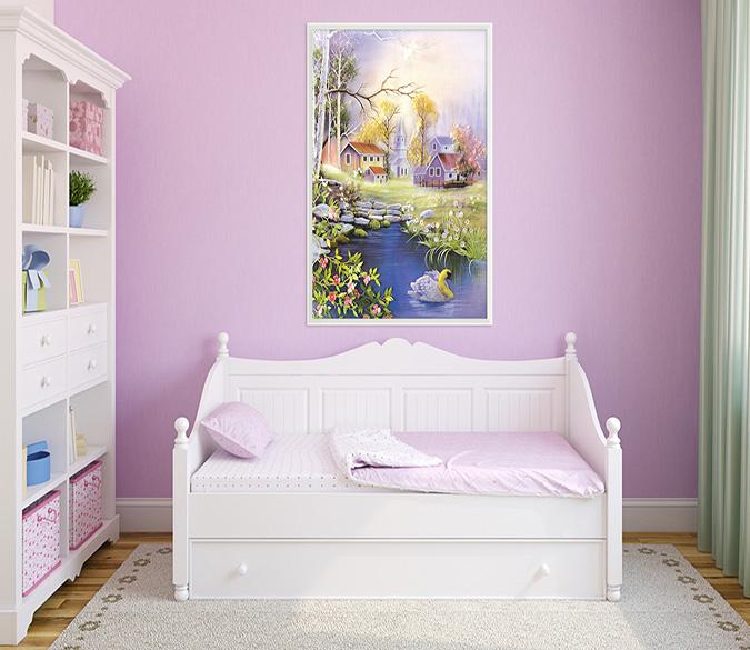 3D Small Village 111 Fake Framed Print Painting Wallpaper AJ Creativity Home 