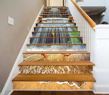 3D River Fishes 1498 Stair Risers Wallpaper AJ Wallpaper 