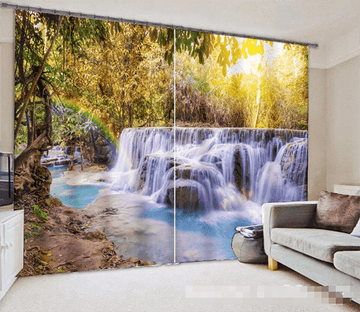 3D Forest Waterfall 1050 Curtains Drapes Wallpaper AJ Wallpaper 