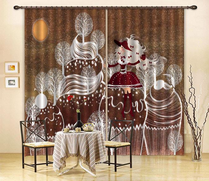 3D Ice Cream Pattern Curtains Drapes Wallpaper AJ Wallpaper 