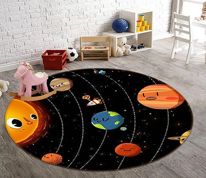 3D Lovely Planets 69 Round Non Slip Rug Mat Mat AJ Creativity Home 