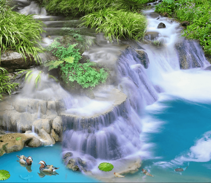 3D Stream Waterfall Floor Mural Wallpaper AJ Wallpaper 2 