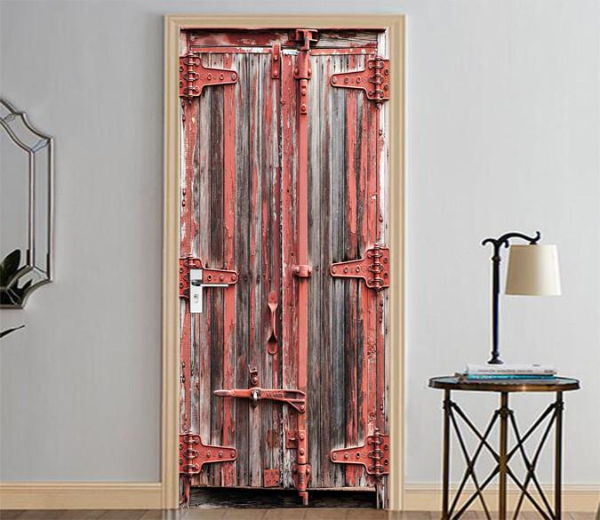 3D Reinforced Wooden Gate 12 Door Mural Wallpaper AJ Wallpaper 