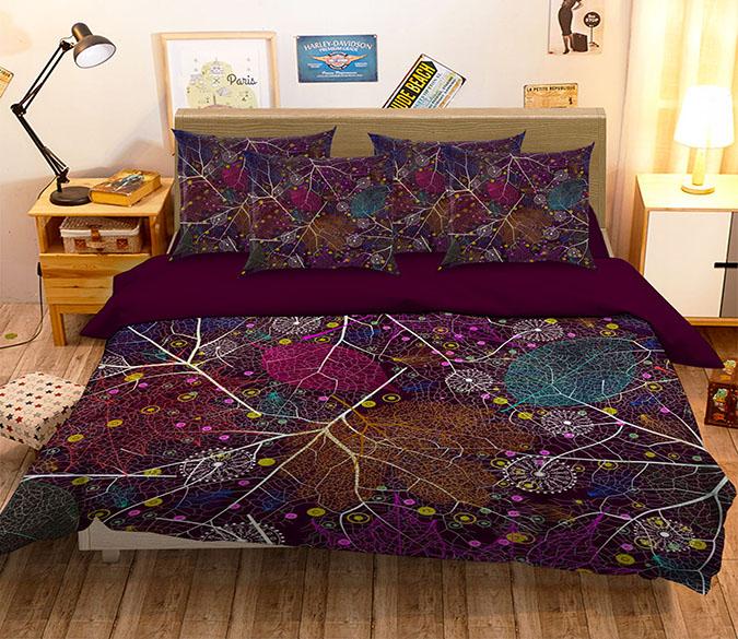 3D Colorful Leaves Pattern 328 Bed Pillowcases Quilt Wallpaper AJ Wallpaper 