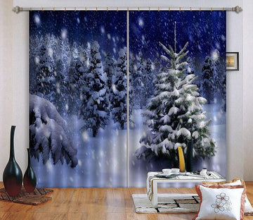 3D Snowing Forest 583 Curtains Drapes Wallpaper AJ Wallpaper 