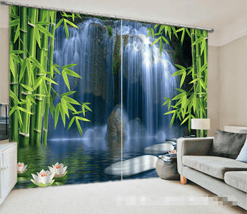 3D Waterfall Bamboos 1032 Curtains Drapes Wallpaper AJ Wallpaper 