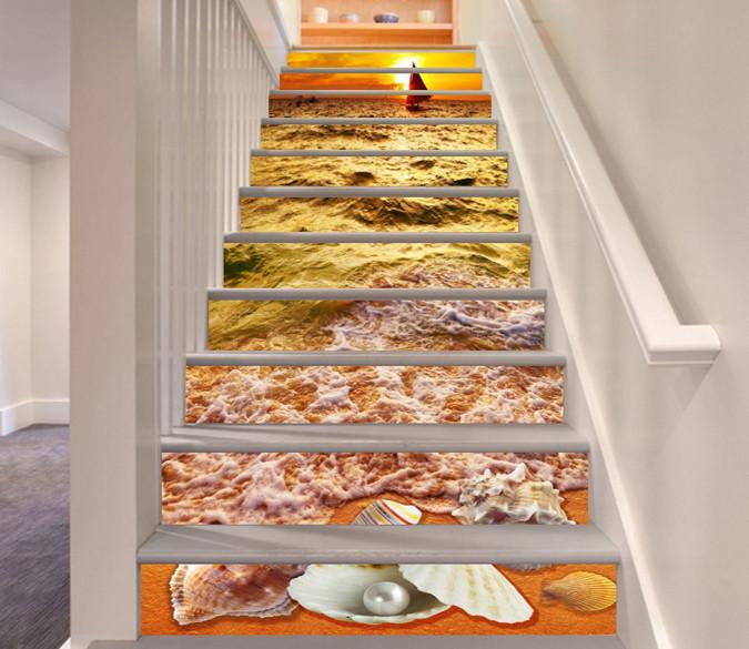 3D Sea Beach Sunset 582 Stair Risers Wallpaper AJ Wallpaper 