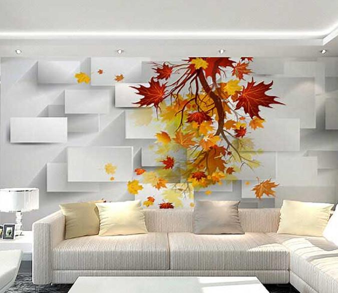 Maple Leaves Rectangles Wallpaper AJ Wallpaper 