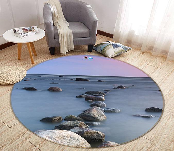 3D Sea Stones 135 Round Non Slip Rug Mat Mat AJ Creativity Home 