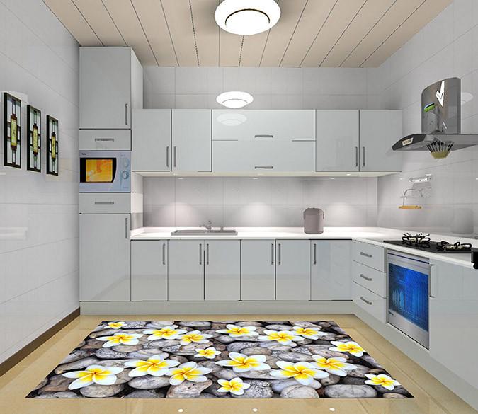 3D Stones Flowers 130 Kitchen Mat Floor Mural Wallpaper AJ Wallpaper 