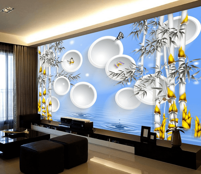 Bamboos And Butterflies Wallpaper AJ Wallpaper 